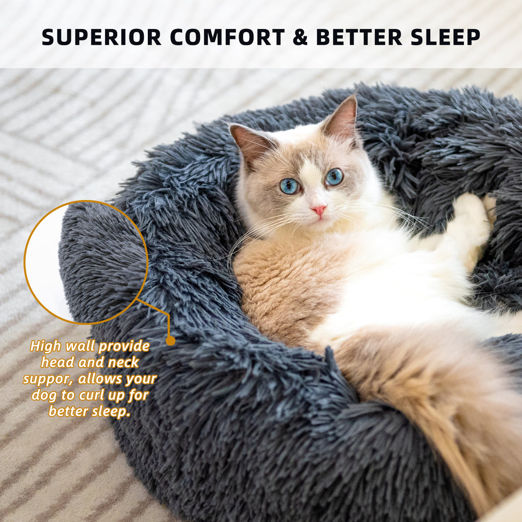 Small Round Plush Dog Bed