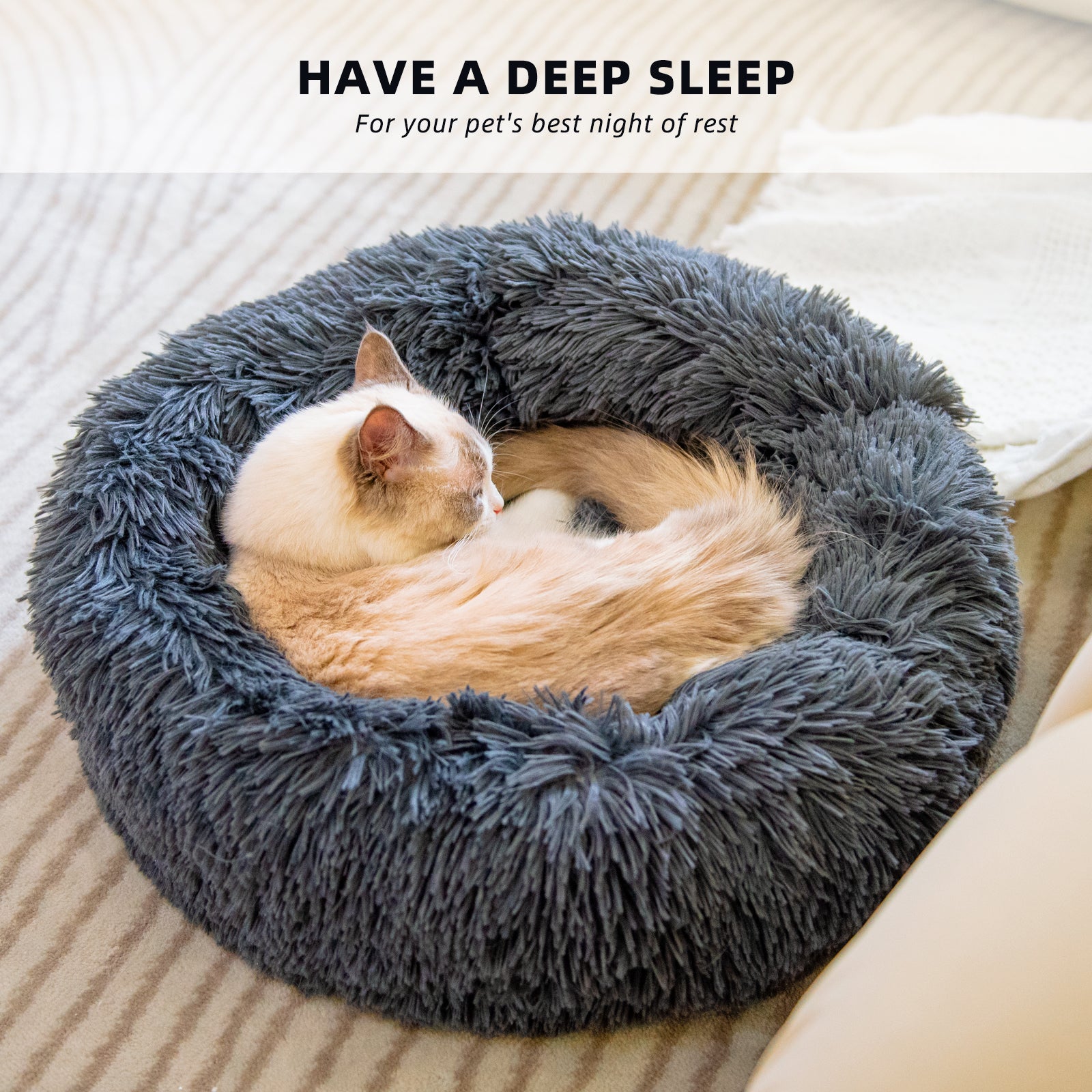 Small Round Plush Dog Bed