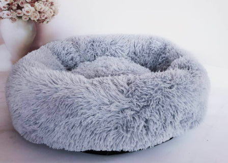 Small Round Plush Dog Bed