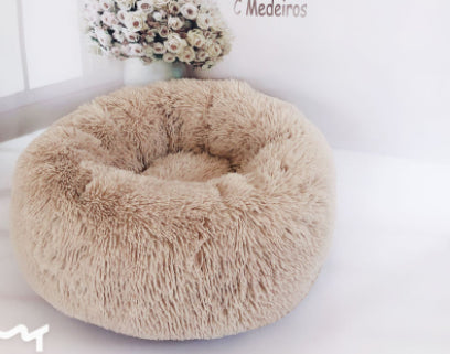 Small Round Plush Dog Bed